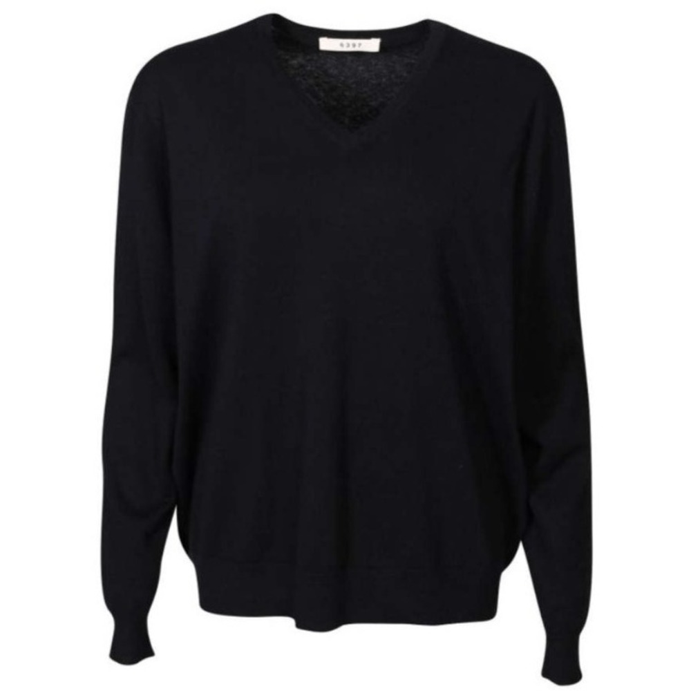 6397 Women's Small Black Perfect 100% Cashmere V Neck Sweater Casual Warm Chic